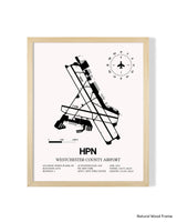 Detailed Airport Map of Westchester County Airport (HPN) in White with a Natural Frame
