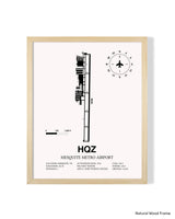 Detailed Airport Map of Mesquite Metro Airport (HQZ) in White with a Natural Frame