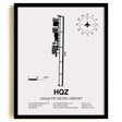 Framed Detailed Airport Map of Mesquite Metro Airport (HQZ) in White with a Black Frame