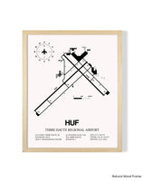 Detailed Airport Map of Terre Haute Regional Airport (HUF) in White with a Natural Frame