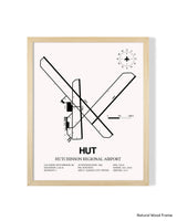 Detailed Airport Map of Hutchinson Municipal Airport (HUT) in White with a Natural Frame