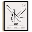 Framed Detailed Airport Map of Hutchinson Municipal Airport (HUT) in White with a Black Frame