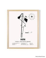 Detailed Airport Map of Tweed/New Haven Airport (HVN) in White with a Natural Frame