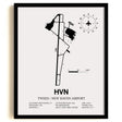 Framed Detailed Airport Map of Tweed/New Haven Airport (HVN) in White with a Black Frame