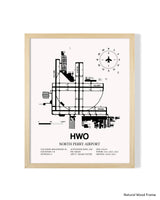 Detailed Airport Map of North Perry Airport (HWO) in White with a Natural Frame