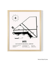 Detailed Airport Map of San Marcos Regional Airport (HYI) in White with a Natural Frame
