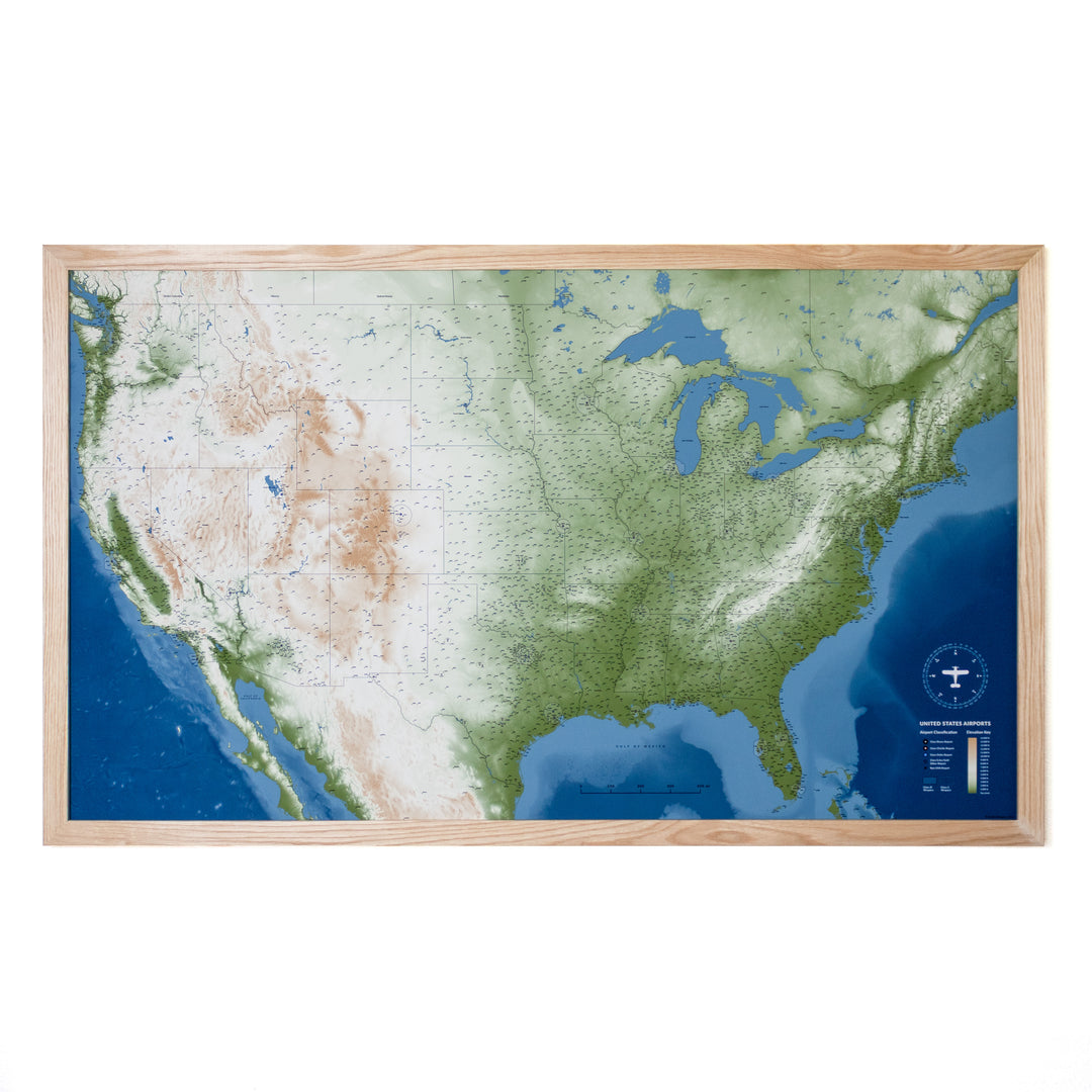United States Airports Push Pin Map