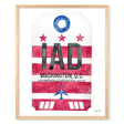 Framed Watercolor Print of Dulles International Airport (IAD) with an Oak Frame