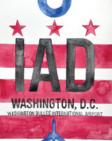 Closeup Watercolor Print of Dulles International Airport (IAD)