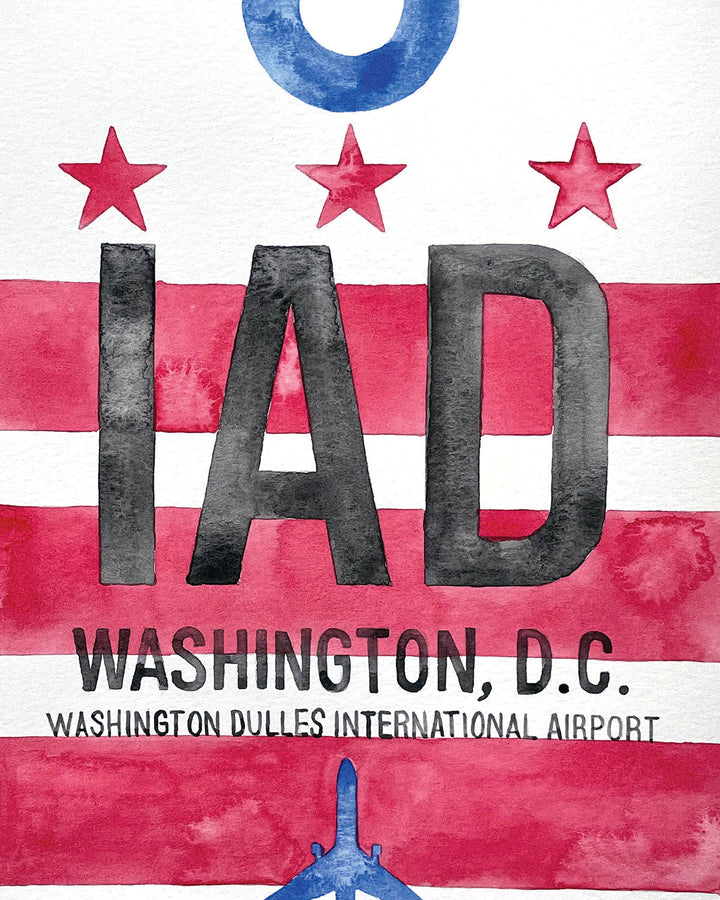 Closeup Watercolor Print of Dulles International Airport (IAD)
