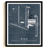 IAD Airport Map, Vintage Style, Washington Dulles International Airport Print