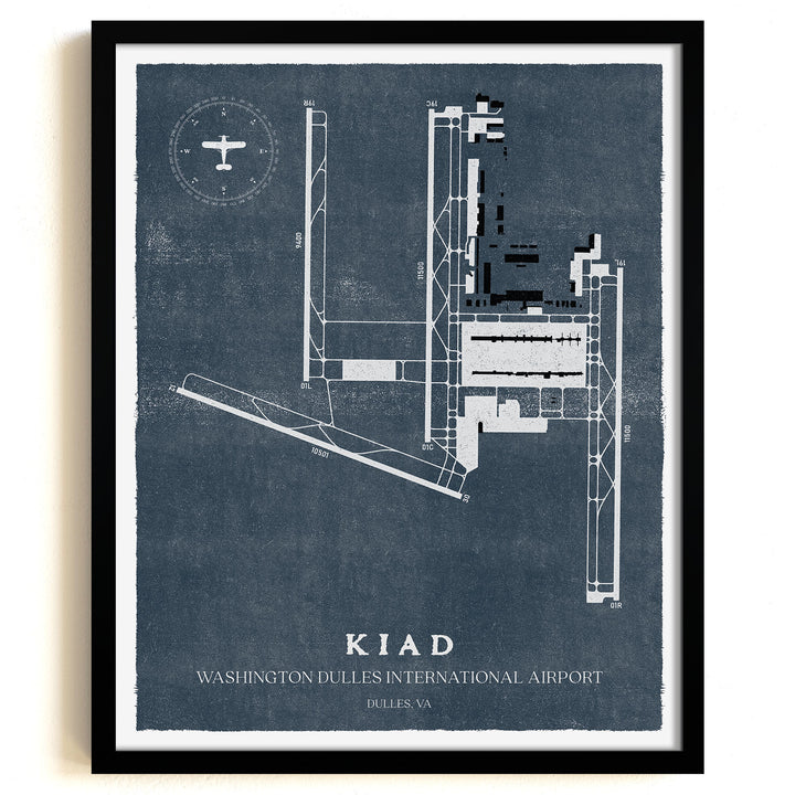 IAD Airport Map, Vintage Style, Washington Dulles International Airport Print
