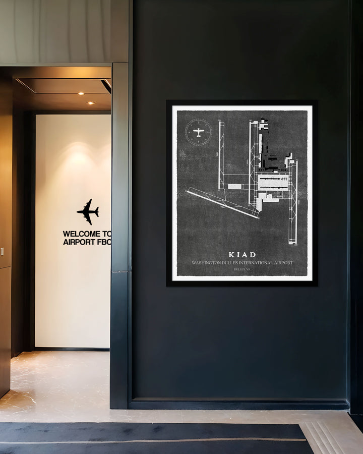 IAD Airport Map, Vintage Style, Washington Dulles International Airport Print