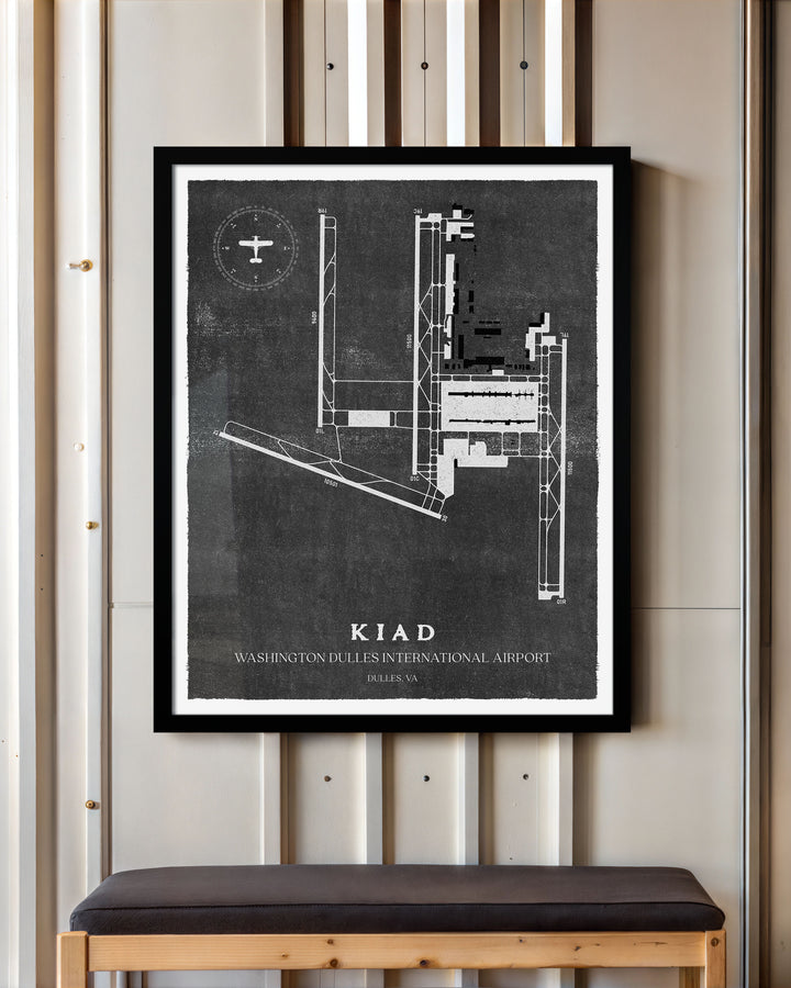 IAD Airport Map, Vintage Style, Washington Dulles International Airport Print