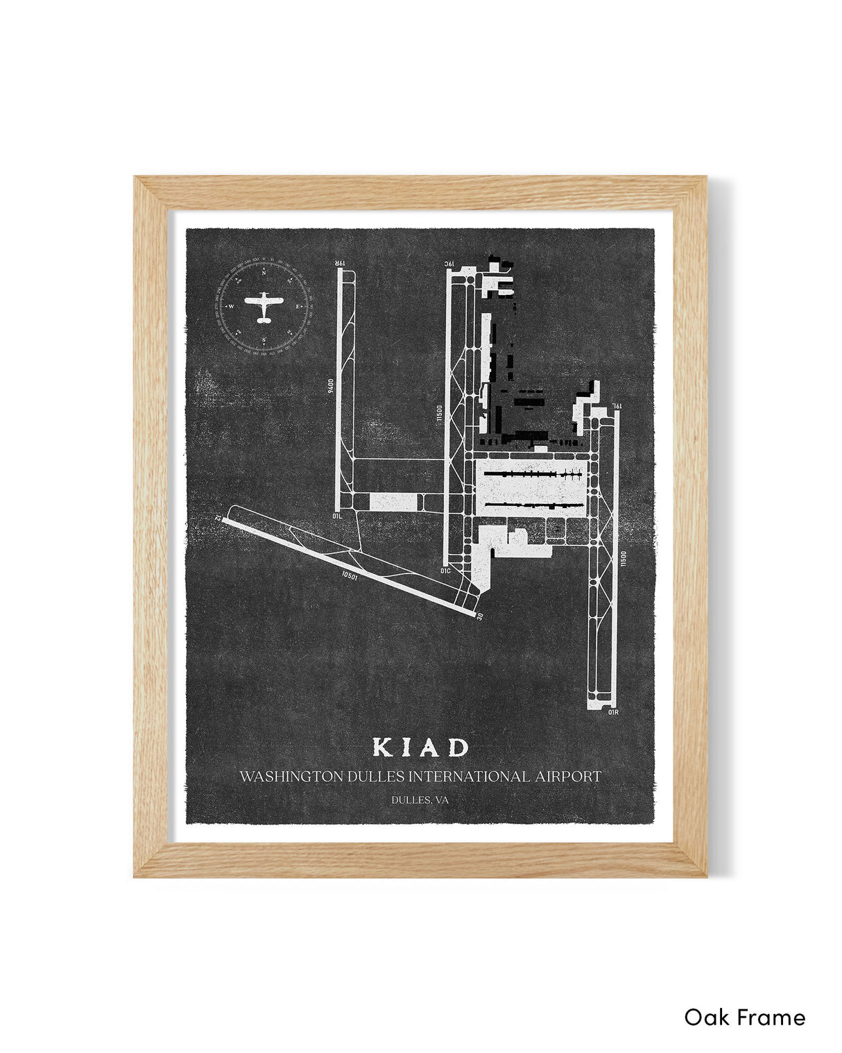 IAD Airport Map, Vintage Style, Washington Dulles International Airport Print