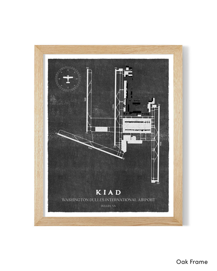 IAD Airport Map, Vintage Style, Washington Dulles International Airport Print