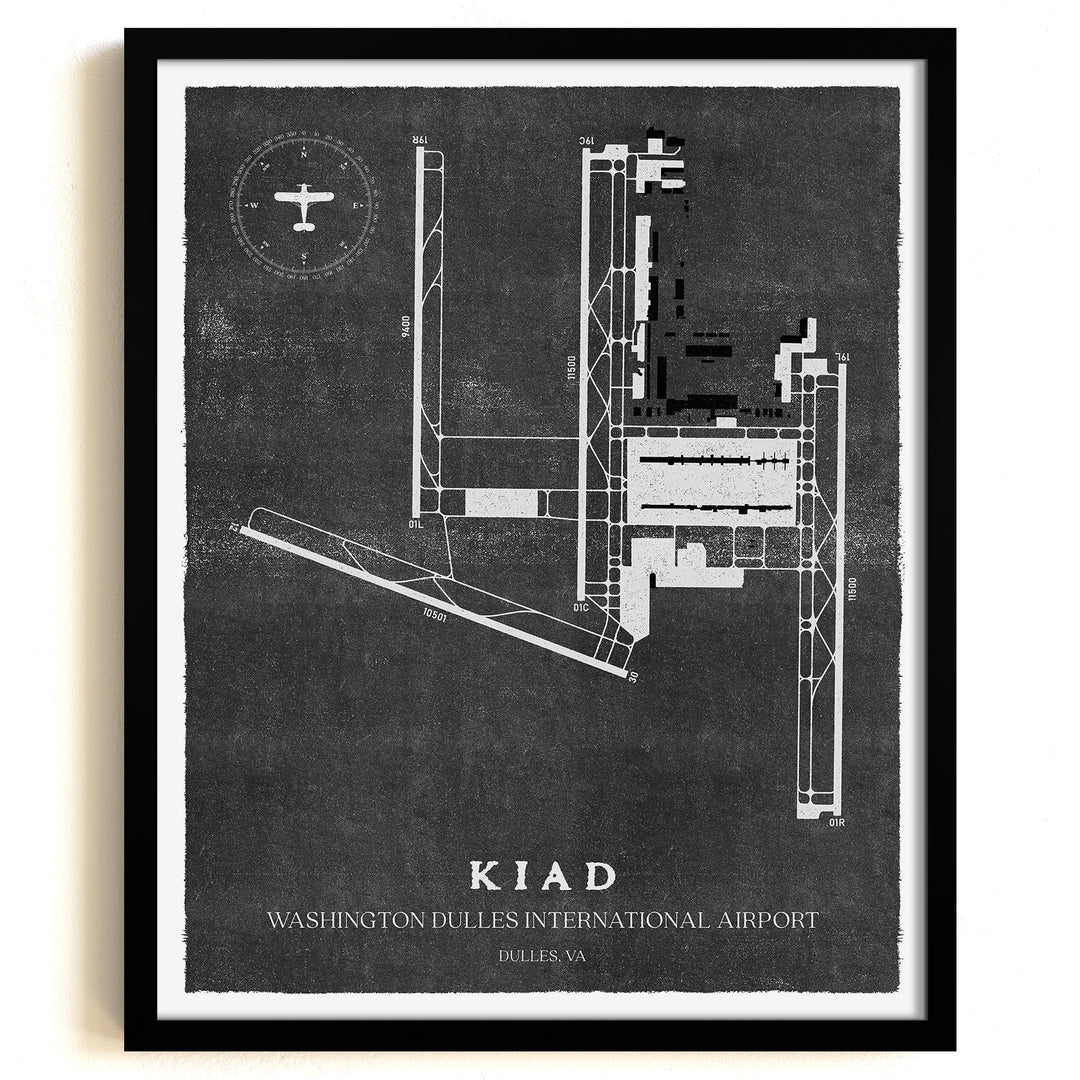 IAD Airport Map, Vintage Style, Washington Dulles International Airport Print