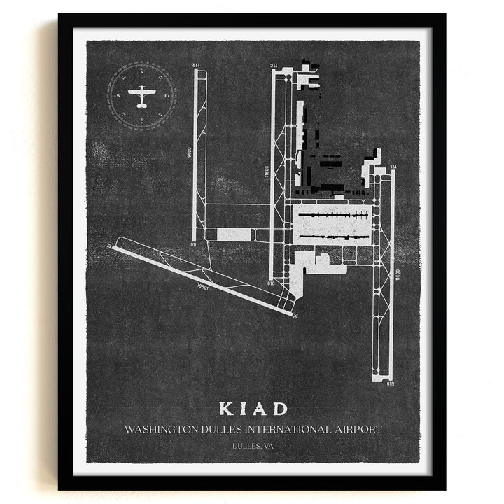IAD Airport Map, Vintage Style, Washington Dulles International Airport Print