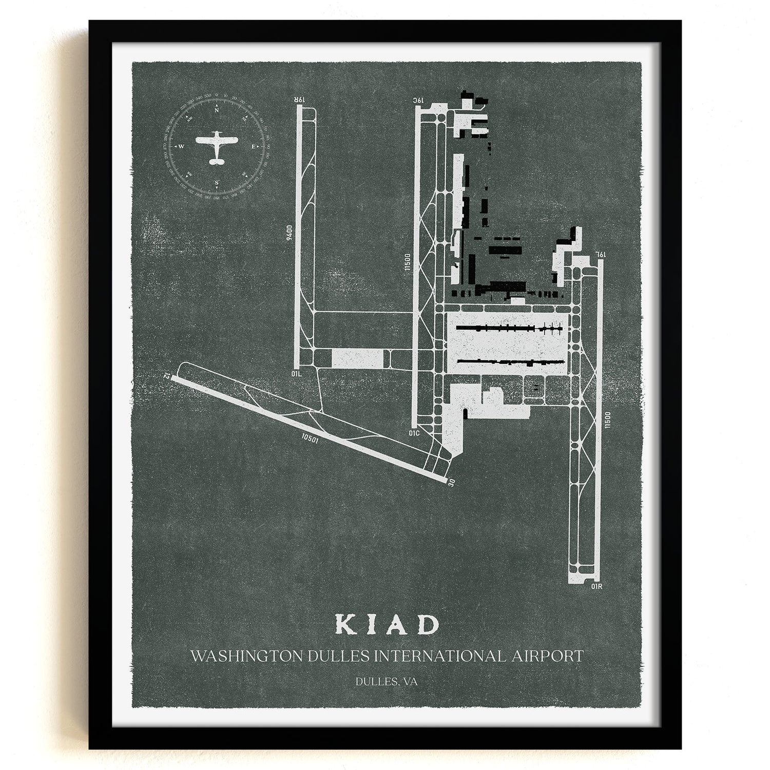 IAD Airport Map, Vintage Style, Washington Dulles International Airport Print