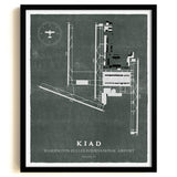IAD Airport Map, Vintage Style, Washington Dulles International Airport Print