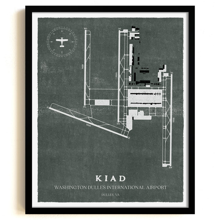 IAD Airport Map, Vintage Style, Washington Dulles International Airport Print