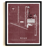 IAD Airport Map, Vintage Style, Washington Dulles International Airport Print
