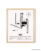 Detailed Airport Map of Washington Dulles International Airport (IAD) in White with a Natural Frame