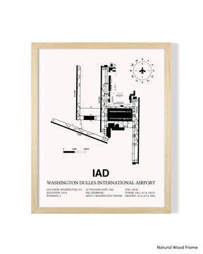 Detailed Airport Map of Washington Dulles International Airport (IAD) in White with a Natural Frame