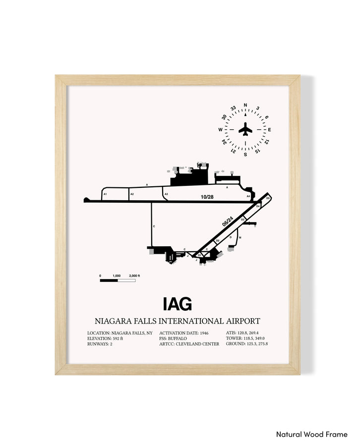 Detailed Airport Map of Niagara Falls International Airport (IAG) in White with a Natural Frame