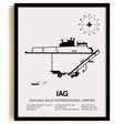 Framed Detailed Airport Map of Niagara Falls International Airport (IAG) in White with a Black Frame