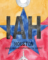 Closeup Watercolor Print of George Bush Intercontinental Airport (IAH)
