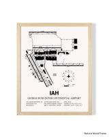 Detailed Airport Map of George Bush Intercontinental Houston Airport (IAH) in White with a Natural Frame