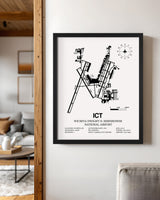 Framed Detailed Airport Map of Wichita Dwight D. Eisenhower National Airport (ICT) in White with a Black Frame