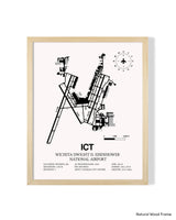 Detailed Airport Map of Wichita Dwight D. Eisenhower National Airport (ICT) in White with a Natural Frame