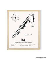 Detailed Airport Map of Idaho Falls Regional Airport (IDA) in White with a Natural Frame
