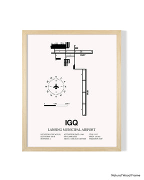 Detailed Airport Map of Lansing Municipal Airport (IGQ) in White with a Natural Frame