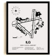 Framed Detailed Airport Map of New Castle Airport (ILG) in White with a Black Frame