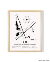 Detailed Airport Map of Wilmington International Airport (ILM) in White with a Natural Frame