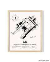 Detailed Airport Map of Indianapolis International Airport (IND) in White with a Natural Frame
