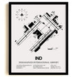 Framed Detailed Airport Map of Indianapolis International Airport (IND) in White with a Black Frame