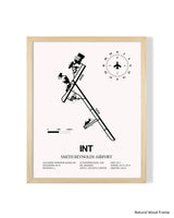 Detailed Airport Map of Smith Reynolds Airport (INT) in White with a Natural Frame