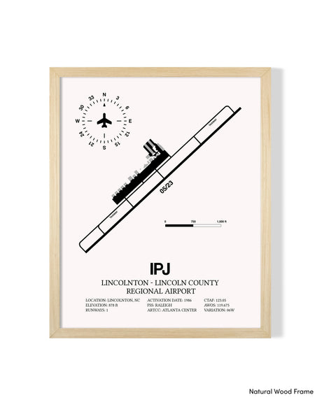 Detailed Airport Map of Lincolnton-Lincoln County Regional Airport (IPJ) in White with a Natural Frame