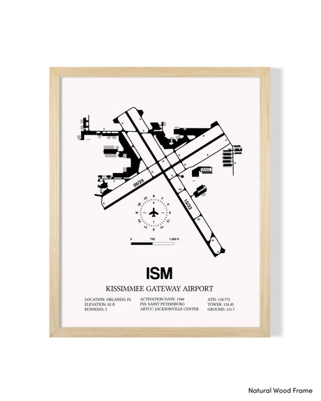 Detailed Airport Map of Kissimmee Gateway Airport (ISM) in White with a Natural Frame
