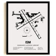 Framed Detailed Airport Map of Kissimmee Gateway Airport (ISM) in White with a Black Frame