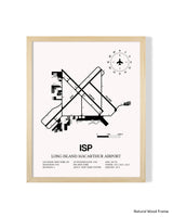 Detailed Airport Map of Long Island MacArthur Airport (ISP) in White with a Natural Frame