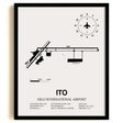 Framed Detailed Airport Map of Hilo International Airport (ITO) in White with a Black Frame