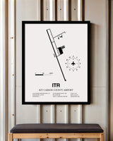 Framed Detailed Airport Map of Kit Carson County Airport (ITR) in White with a Black Frame