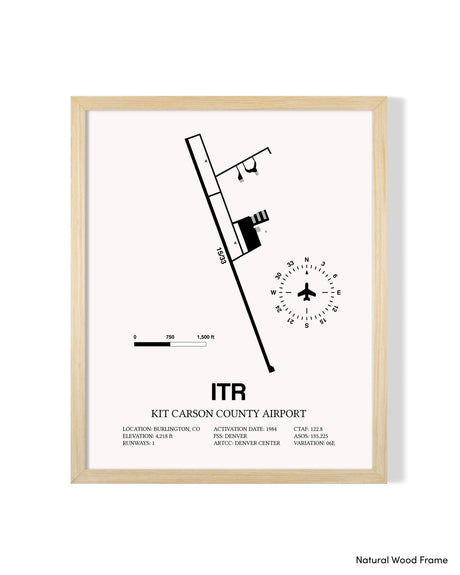 Detailed Airport Map of Kit Carson County Airport (ITR) in White with a Natural Frame