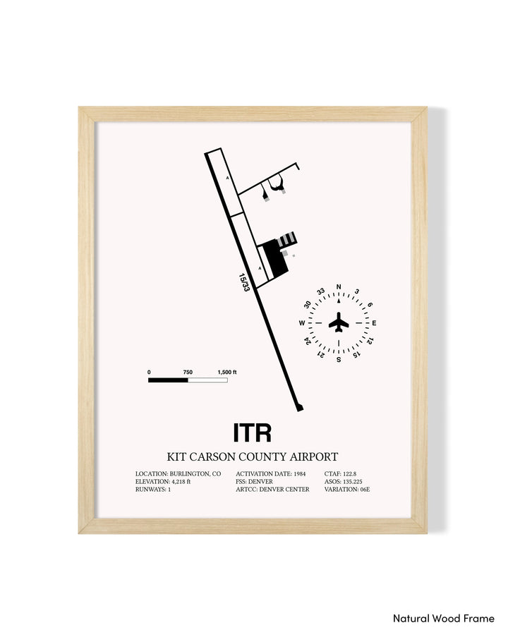 Detailed Airport Map of Kit Carson County Airport (ITR) in White with a Natural Frame