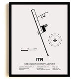 Framed Detailed Airport Map of Kit Carson County Airport (ITR) in White with a Black Frame
